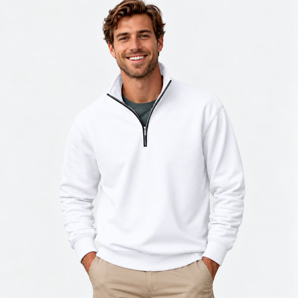 Rune Skjold | Pullover mit Viertelreißverschluss und hohem Stehkragen