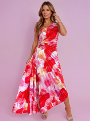 Alessandra Valenti | Midi-Kjole med Asymmetrisk One-Shoulder og Blomsterprint