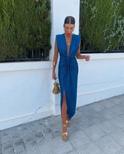 Valentina Russo | Midi-kjole i dyb orange med plisseret snit