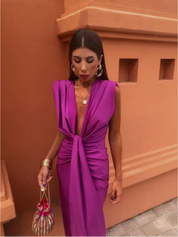 Valentina Russo | Midi-kjole i dyb orange med plisseret snit