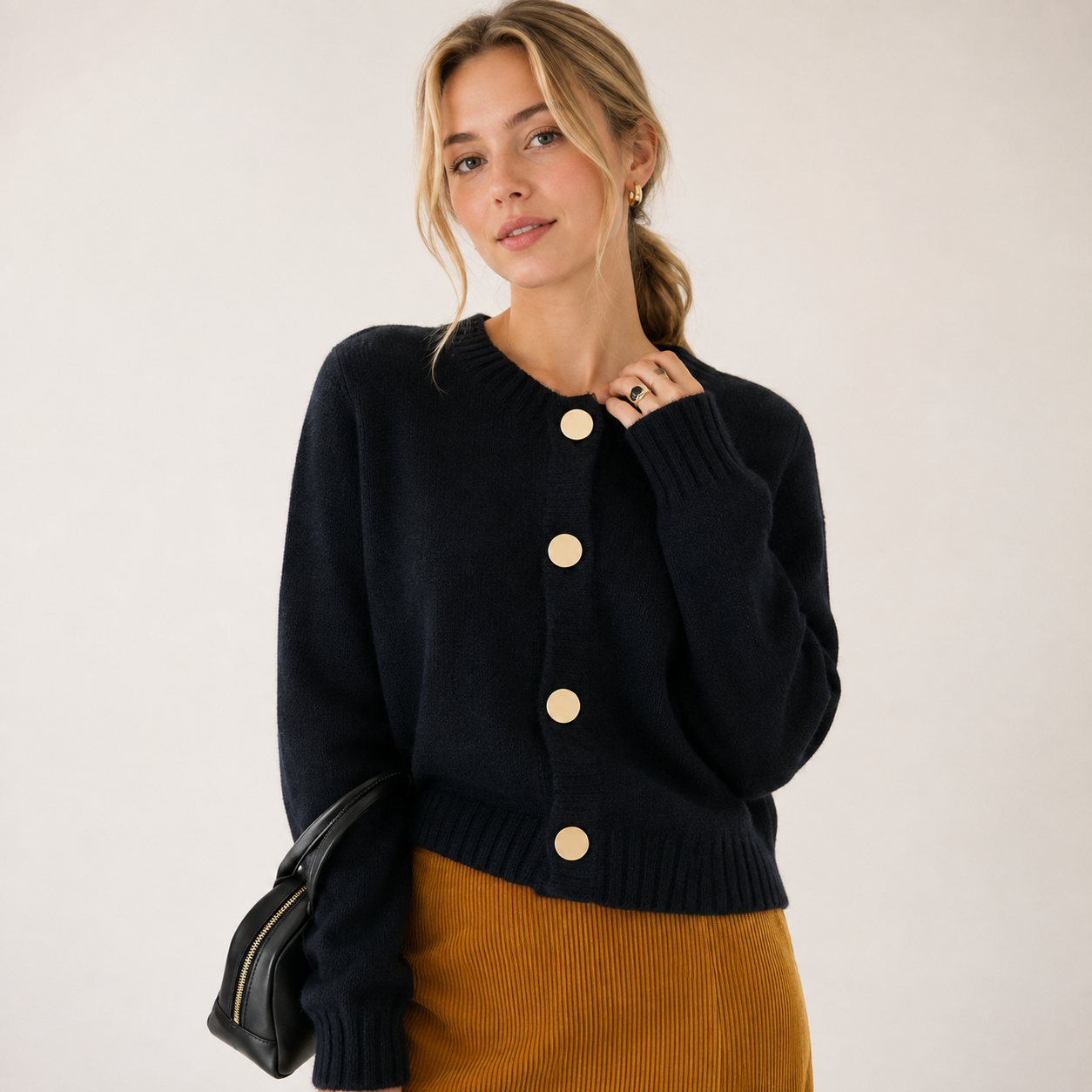 Sidsel Bech | Růžový pletený kardigan s knoflíky