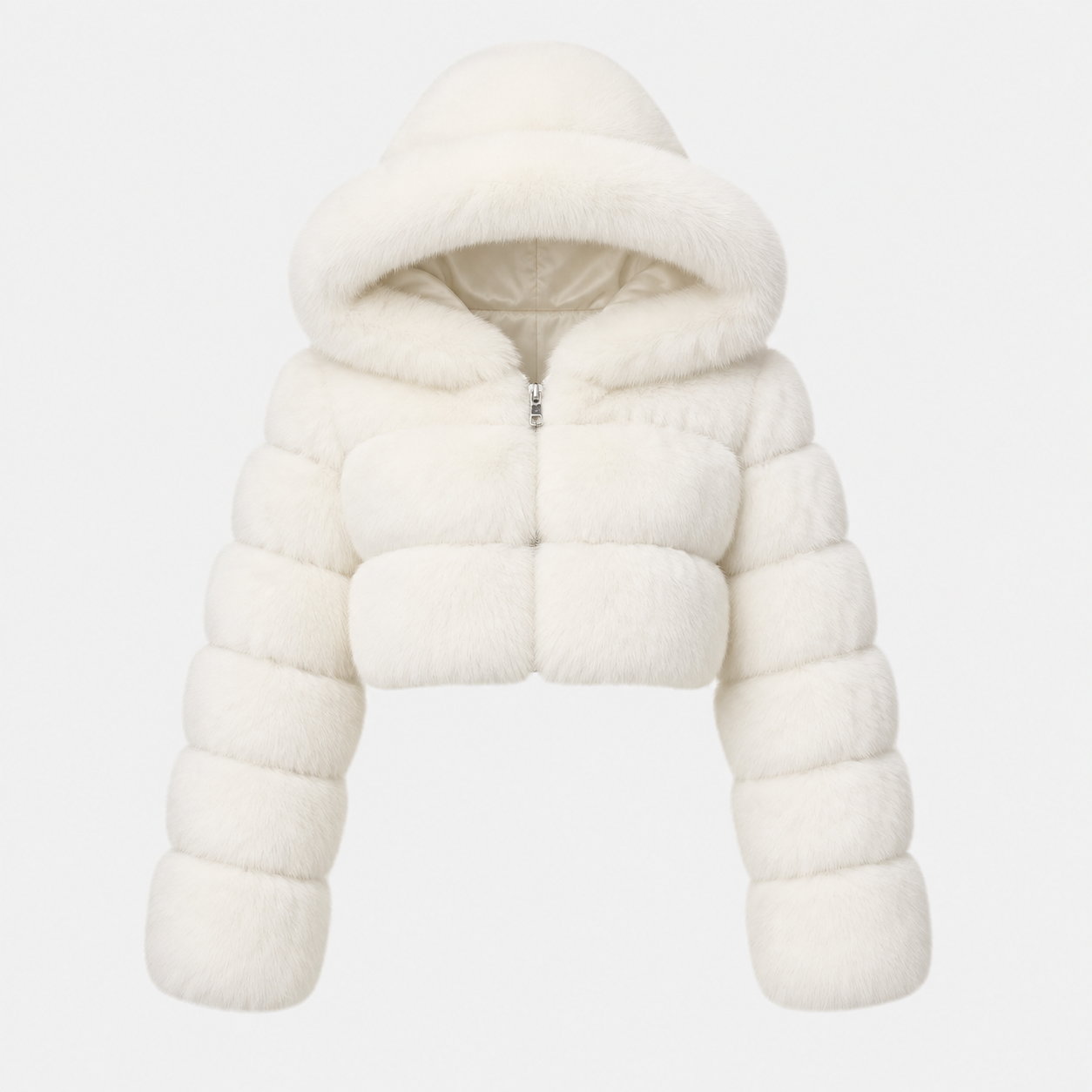 Signe Dahl | Kort hooded faux fur-jakke til kvinder