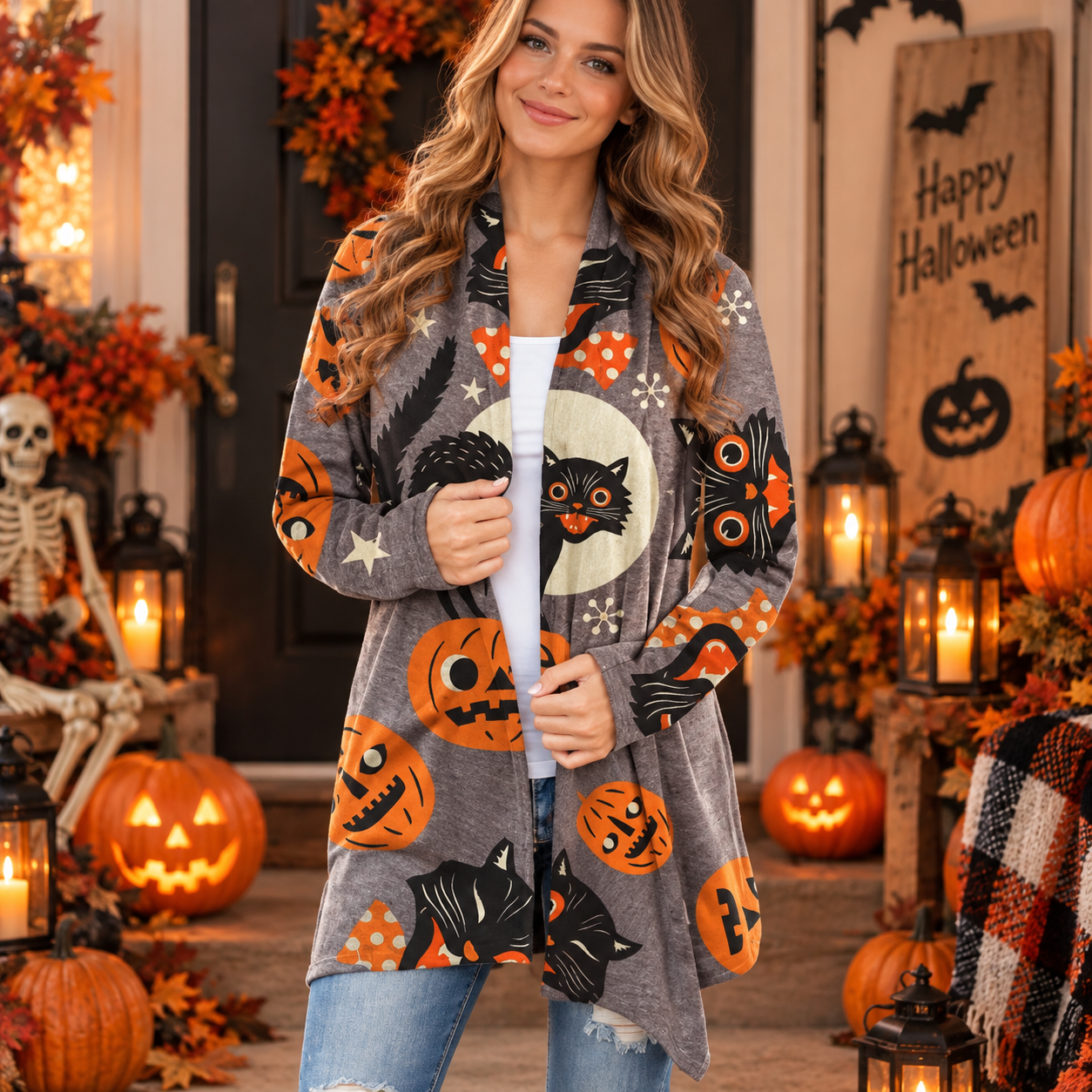Skeleton Social | Skull Halloween Cardigan For Women