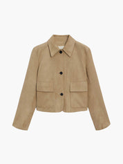 Loretta Marchesi | Cropped Jakke i Ruskind-Look med Store Lommer