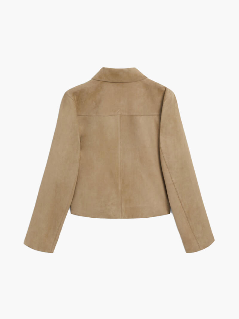 Loretta Marchesi | Cropped Jakke i Ruskind-Look med Store Lommer