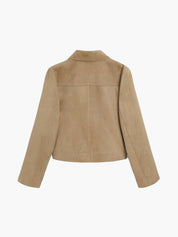 Loretta Marchesi | Cropped Jakke i Ruskind-Look med Store Lommer