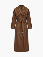 Saskia Bergmann | Lang Trenchcoat i Uldlook med Bindebælte