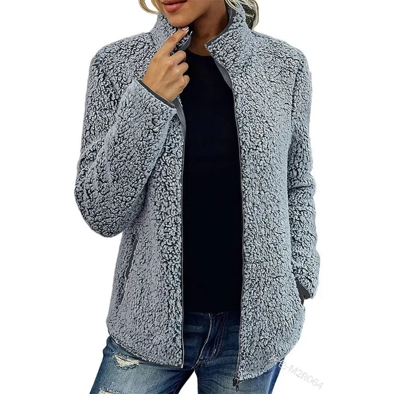 Roseline Ashworth | Fleece Cardigan Jacket in Burgundy