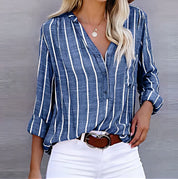 Margot Ashcroft | Stribet Bluse med V-hals til kvinder