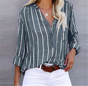 Margot Ashcroft | Stribet Bluse med V-hals til kvinder