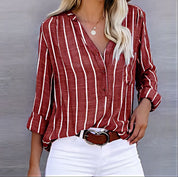 Margot Ashcroft | Stribet Bluse med V-hals til kvinder