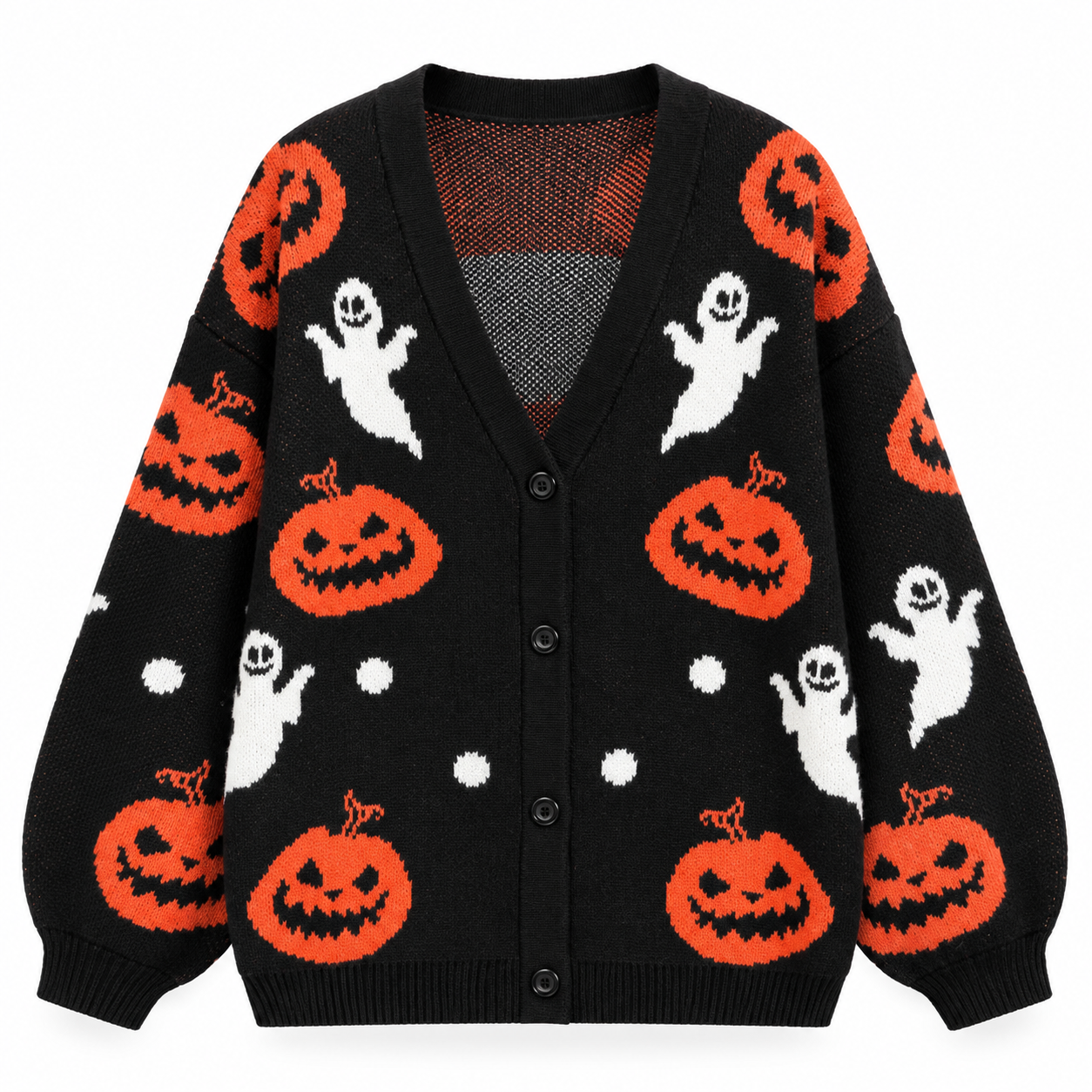 Trick & Treat | Pumpkin & Ghost Halloween Cardigan For Women