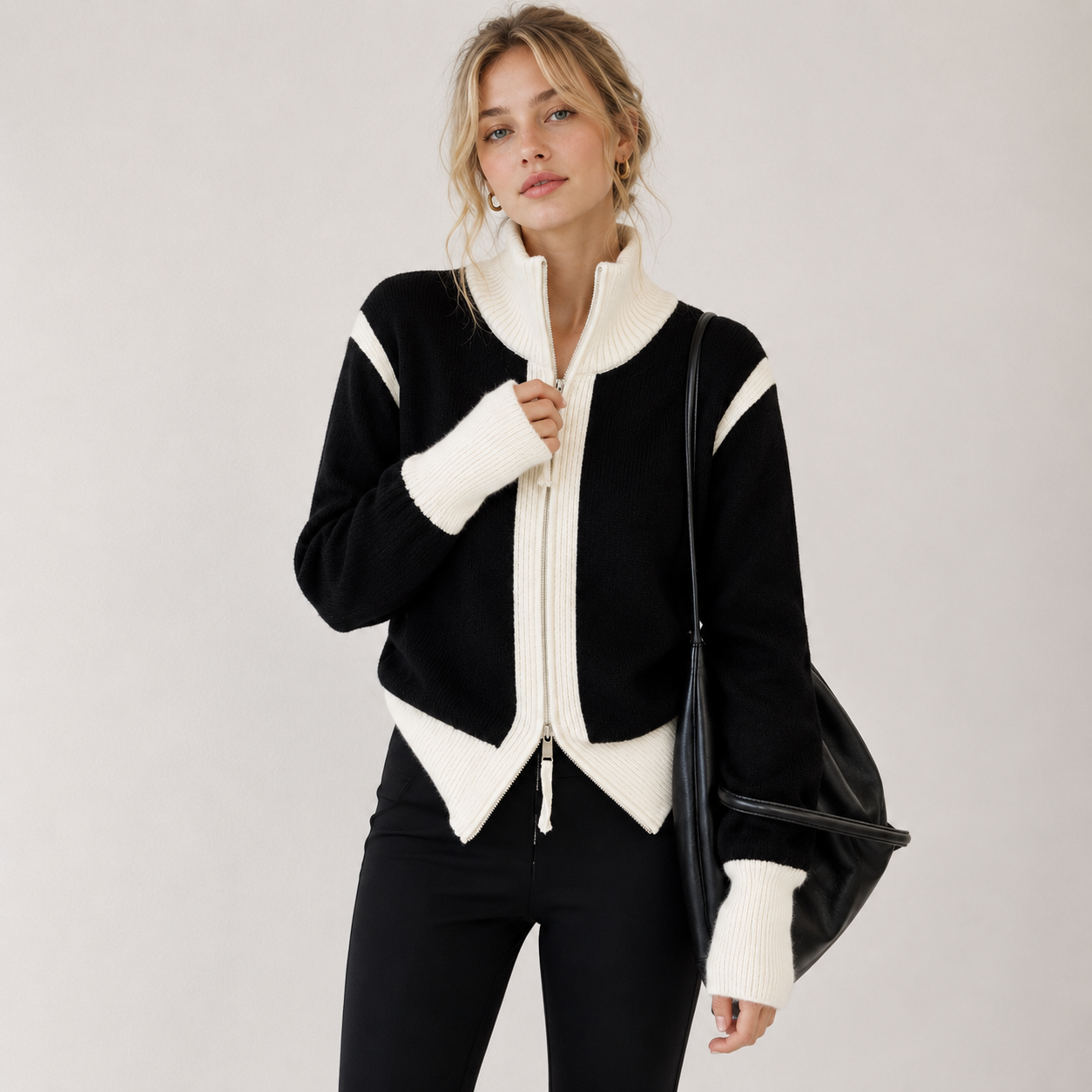 Trine Hoffmann | Green knitted cardigan with zipper