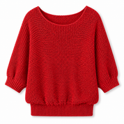 Trine Jørgensen | Strikket Sweater med Bat-ærmer i Rød