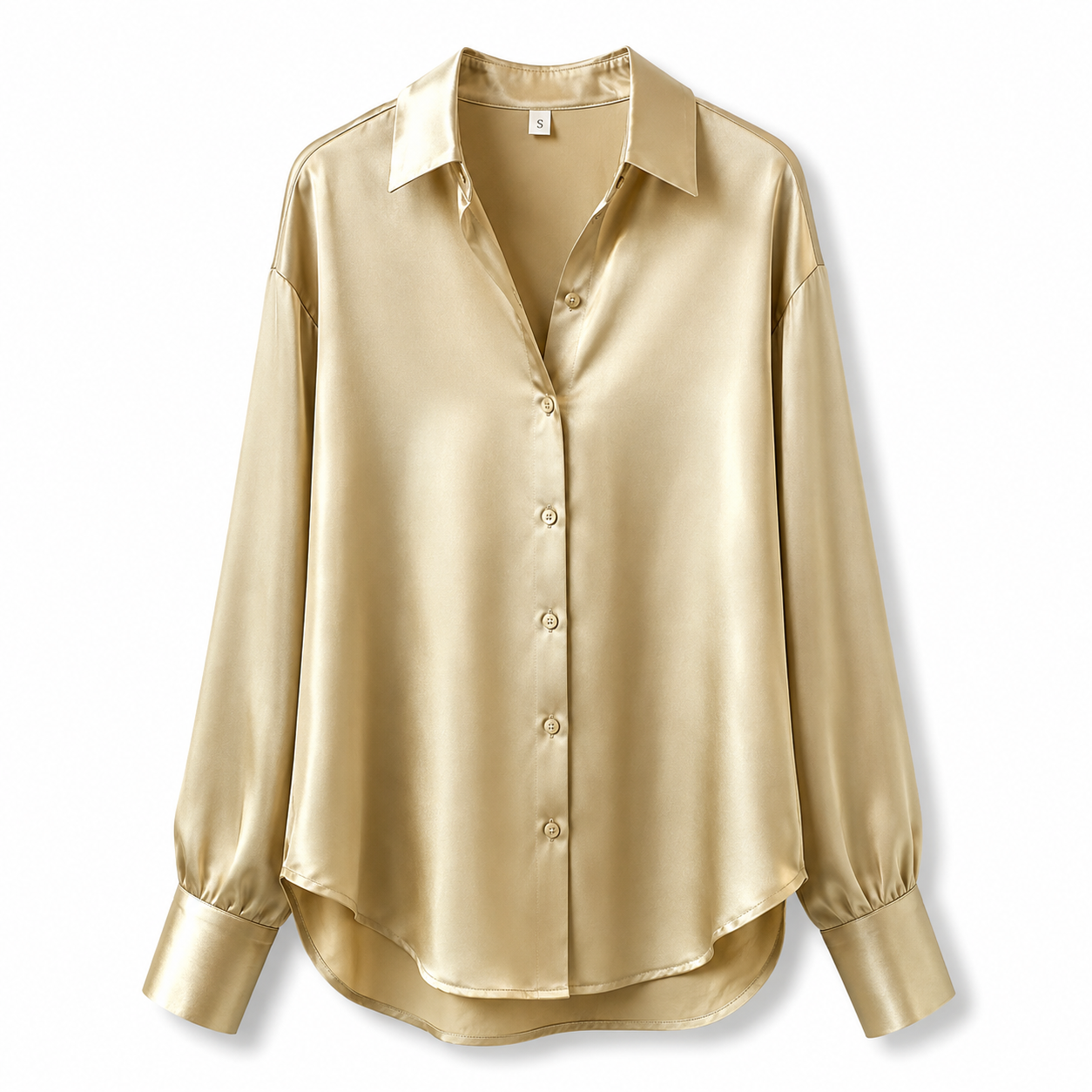 Trine Olsen | Satinbluse i Guld med Elegant Finish