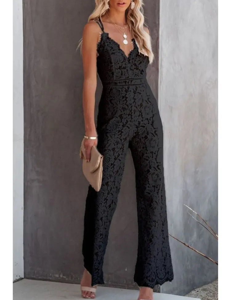 Paloma Santinelli | Romantisk Blonde Jumpsuit i Hvid med V-Hals
