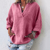Isolde Bergman | Løs linen V-hals bluse til kvinder