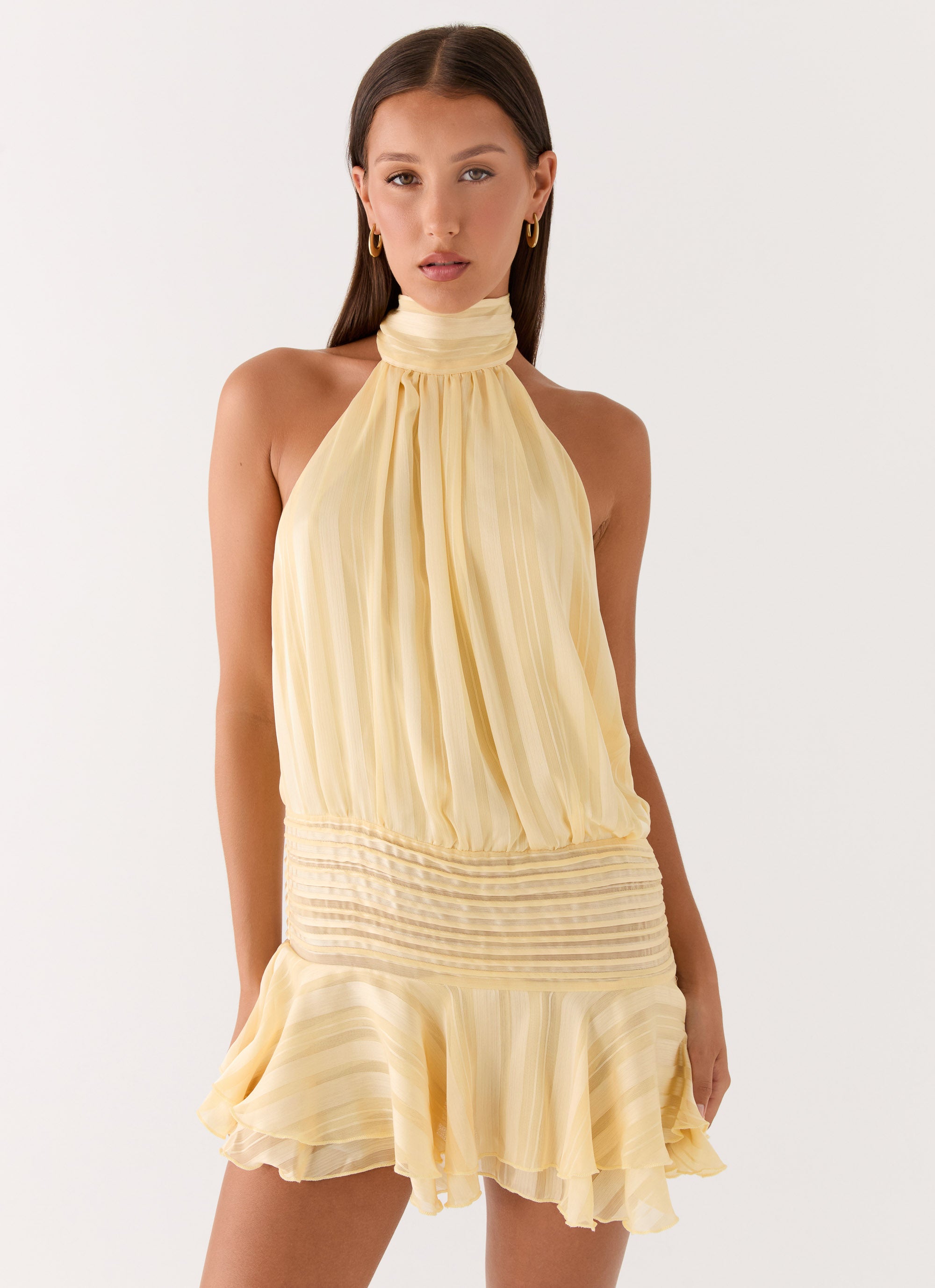 Susanne Lund | Mini-halterneck kjole i chiffon til kvinder