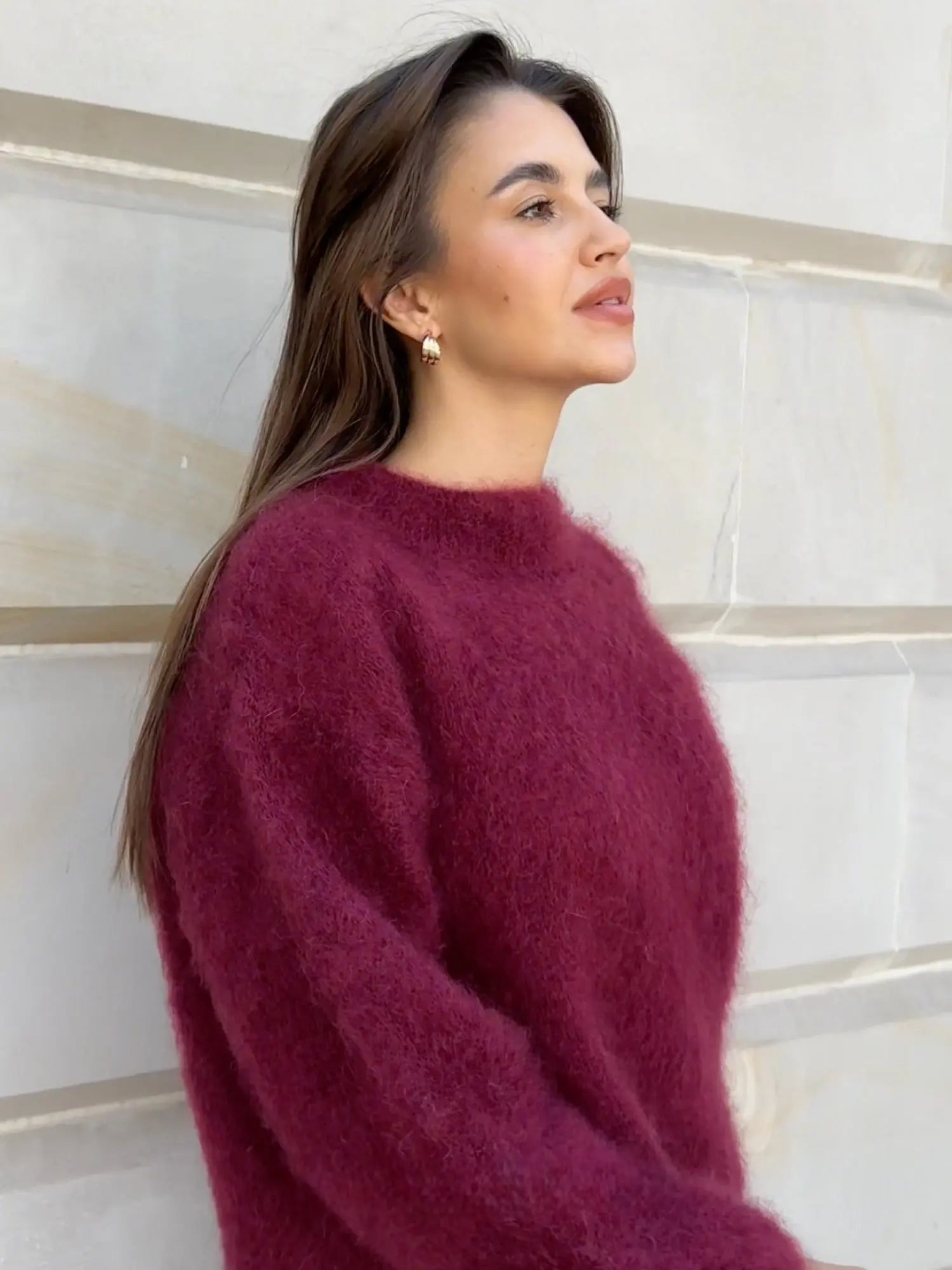 Rosalina Moretti | Burgundy Mohair Pullover – Luksus Knit Sweater
