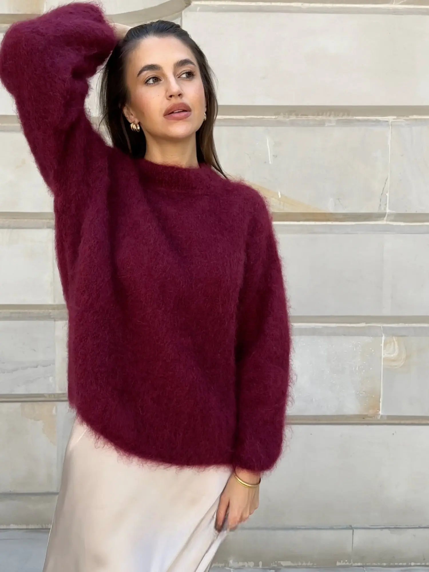 Rosalina Moretti | Burgundy Mohair Pullover – Luksus Knit Sweater