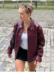 Josefine Rask | Oversized Bomberjakke i Imiteret Skind