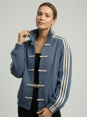 Nikoline Bruhn | Oversized Bomberjakke med Knebelluk og Kontraststriber