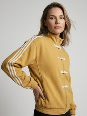 Nikoline Bruhn | Oversized Bomberjakke med Knebelluk og Kontraststriber