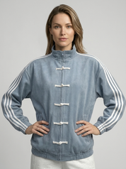 Nikoline Bruhn | Oversized Bomberjakke med Knebelluk og Kontraststriber
