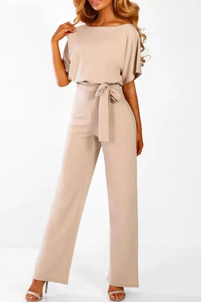 Evelyn Rosetti | Elegant Bindebælte Jumpsuit med løs top og brede ben