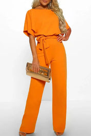 Evelyn Rosetti | Elegant Bindebælte Jumpsuit med løs top og brede ben