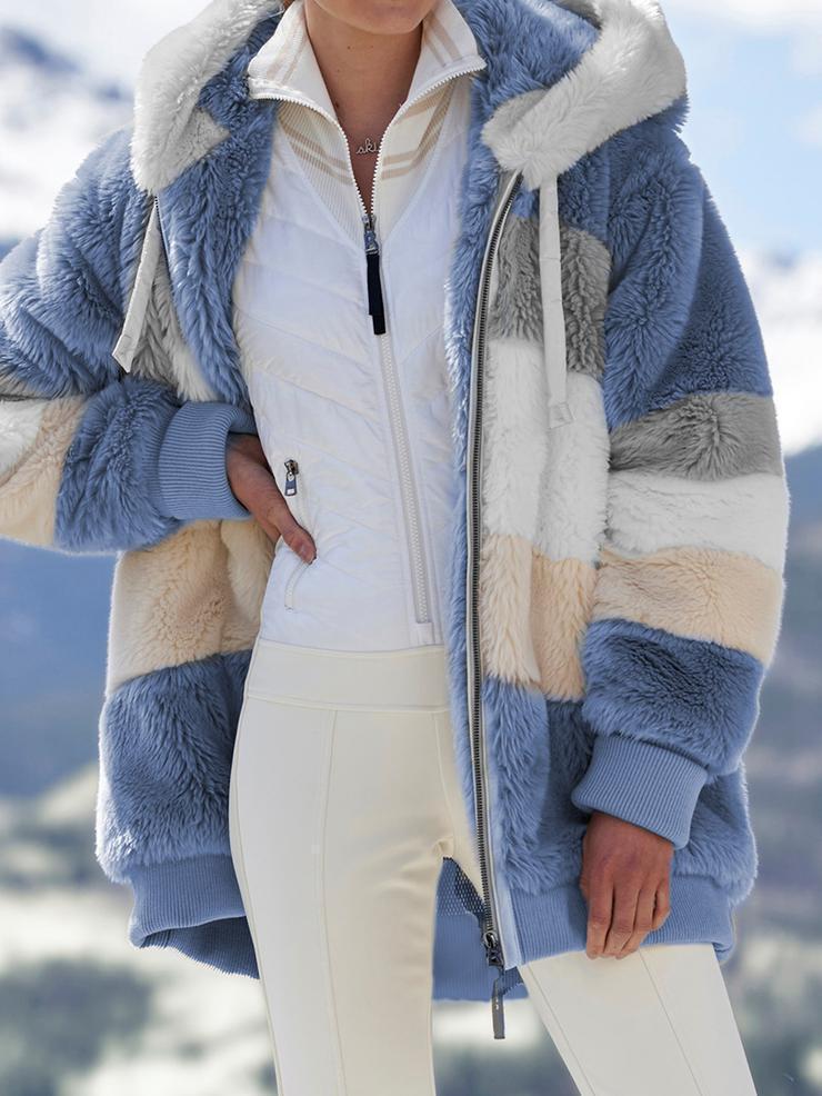 Nanna Poulsen | Fluffy Patchwork Jacket with Hood