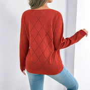 Alberte Skovgaard | Langærmet Hulmønster Sweater med V-hals