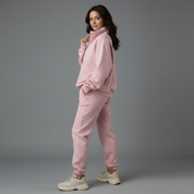 Emma Andersen | Cropped Zip-Up Træningsdragt i Lyserød til Kvinder