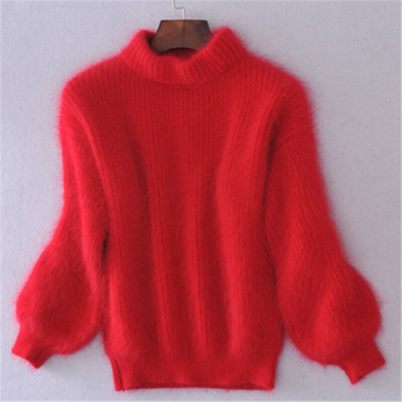 Leonora Ashborne | Blød Sweater med Puffærmer i Babyblå