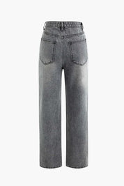 Charlotte Pembroke | High-Waist Straight-Leg Jeans med Asymmetrisk Design