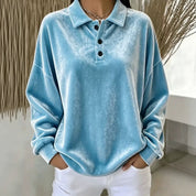 Karin Bendtsen | Oversize velurové polo s dlouhými rukávy