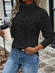 Lise Bonde | Pullover mit Zopfmuster und Rollkragen in Rot