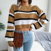 Helle Bech | Cropped Striped Knit Blouse