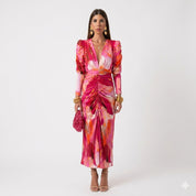 Alessia Carmelo | Maxi-kjole i vibrant pink med blomsterprint