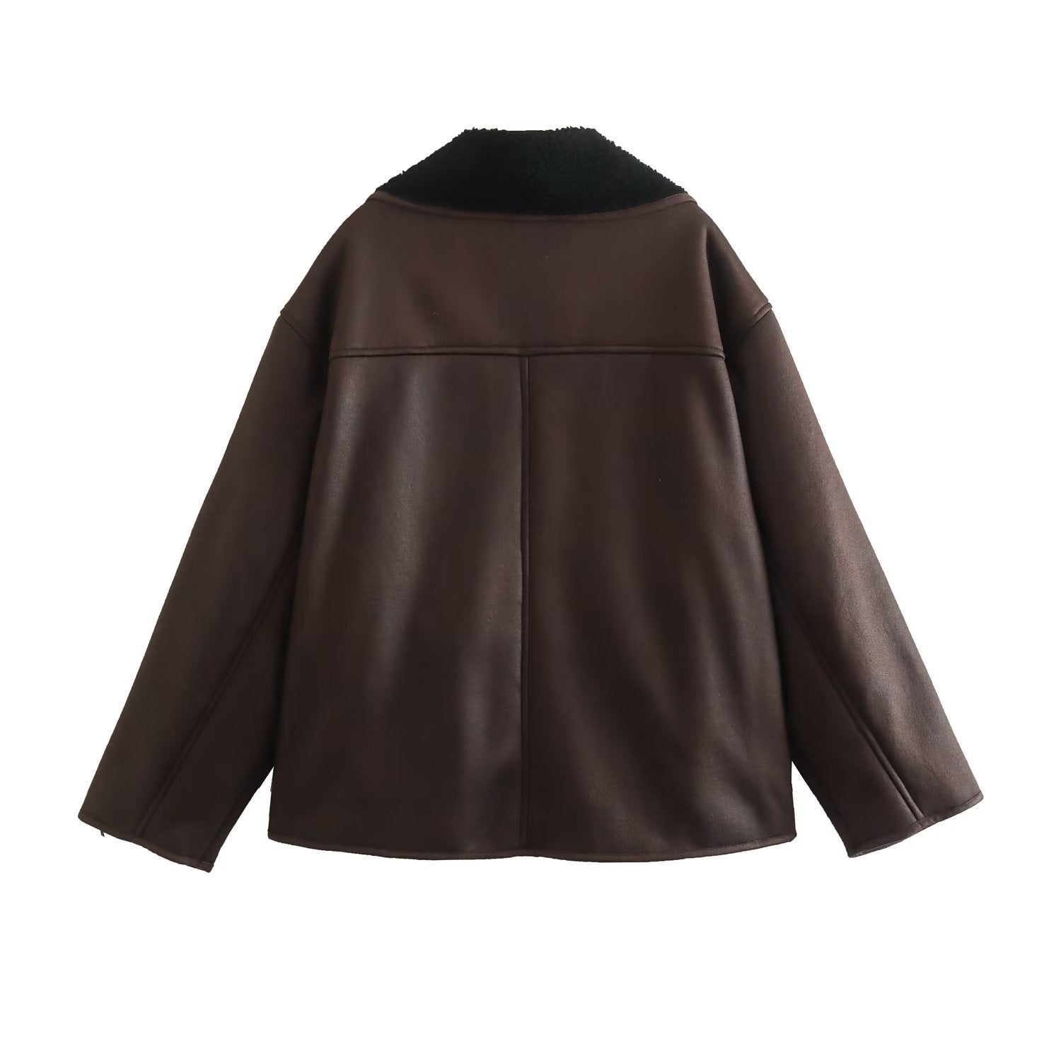 Stine Bang | Faux-shearling frakke med kontrastkrave