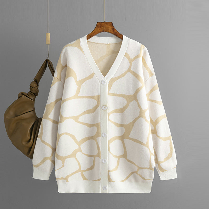 Rikke Overgaard | Jacquard Cardigan med Grafisk Mønster i Oversized Pasform
