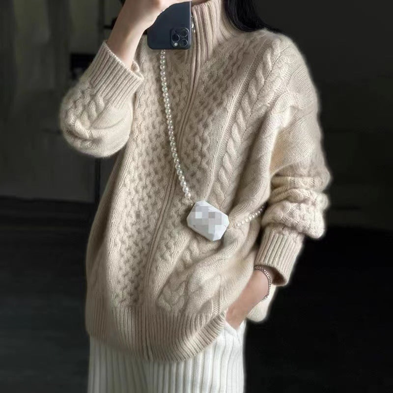Maja Thomsen | Creamy knit cardigan with a high collar