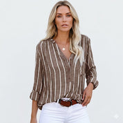 Margot Ashcroft | Stribet Bluse med V-hals til kvinder