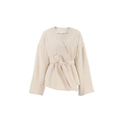 Eva Dam | Oversized wrap jacket in cream wool blend
