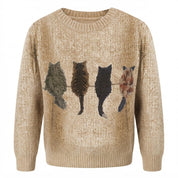 Agnete Lindholm | Grov strikket sweater med kattesilhuetter