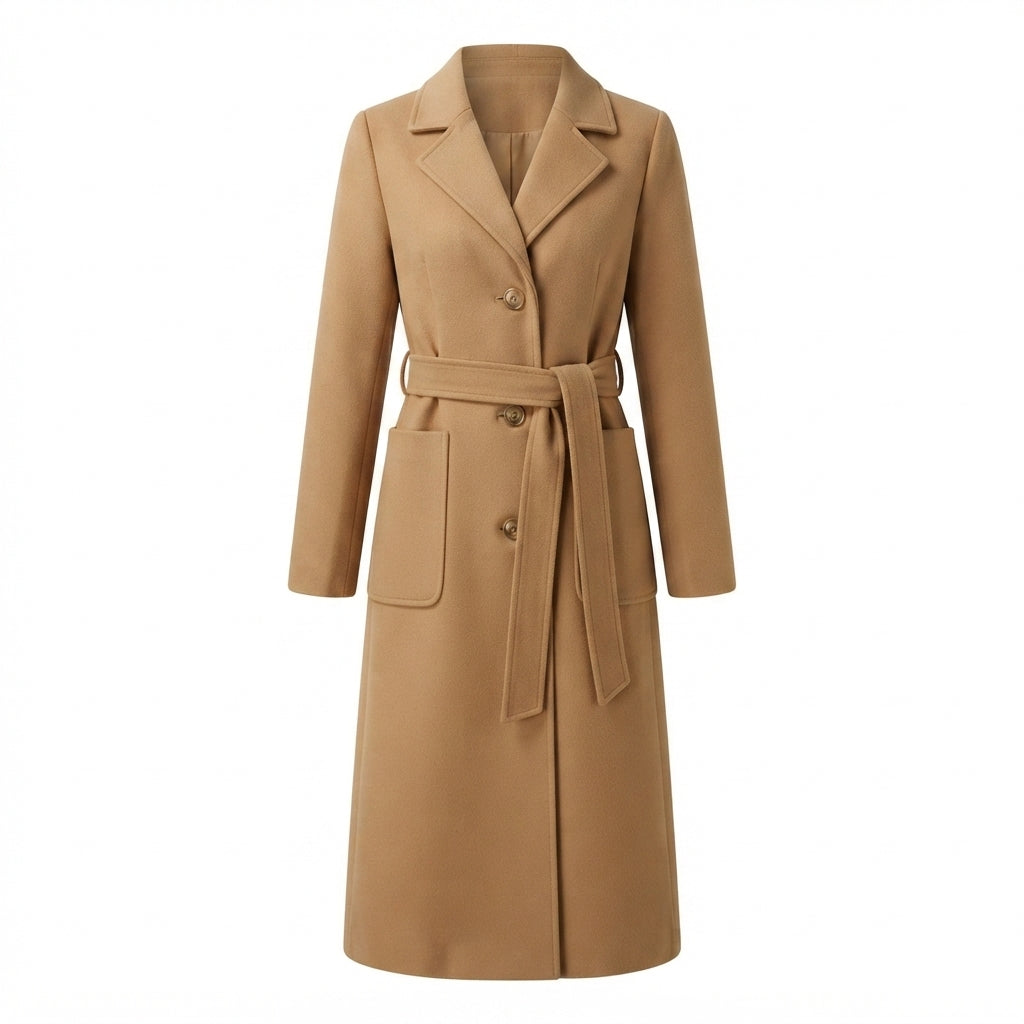 Andrea Lund | Camel Wool Coat with Tie Belt