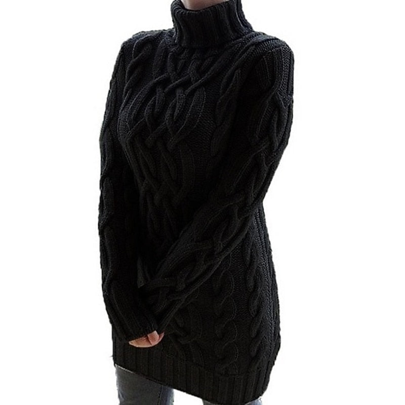 Helle Jespersen | Cable-strikket turtleneck-sweaterkjole i mini-længde