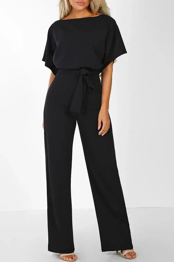 Evelyn Rosetti | Elegant Bindebælte Jumpsuit med løs top og brede ben