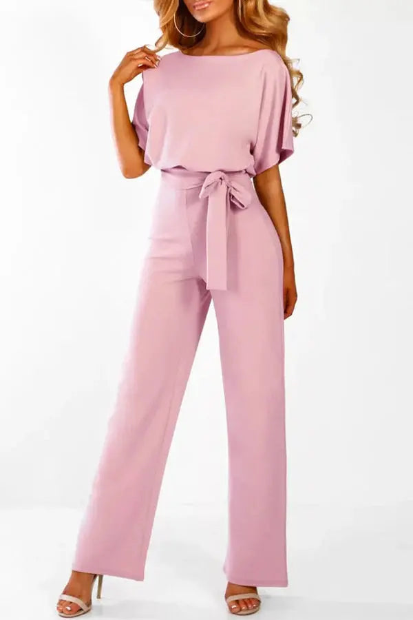 Evelyn Rosetti | Elegant Bindebælte Jumpsuit med løs top og brede ben