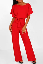 Evelyn Rosetti | Elegant Bindebælte Jumpsuit med løs top og brede ben